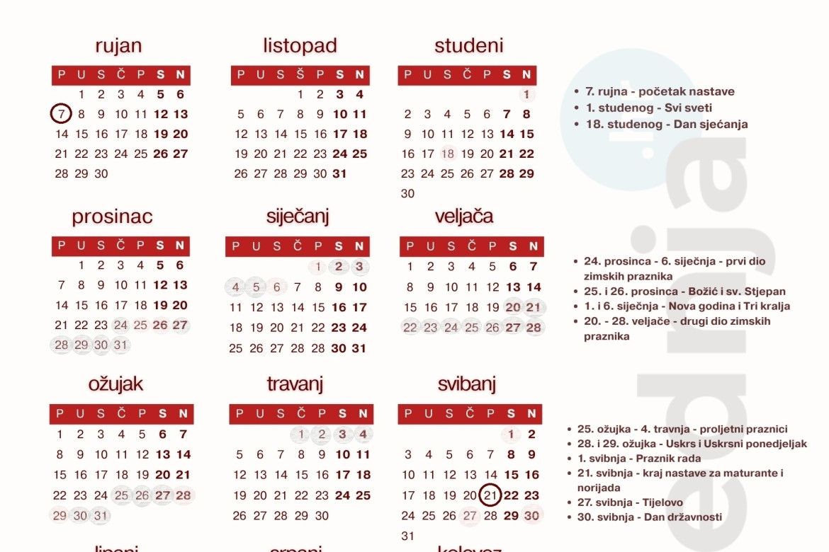 Skolski kalendar 2026 2027